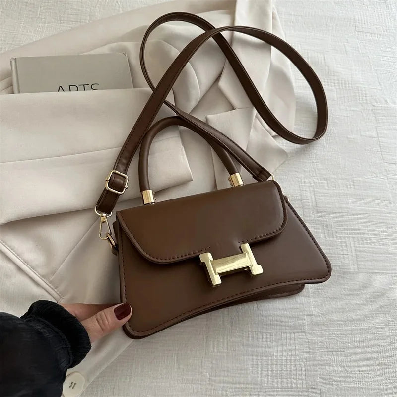 Pure Color Texture Simple Stylish Niche Handbag