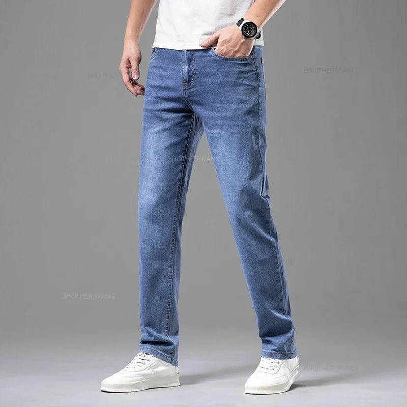 Summer Thin Men's Elastic Cotton Jeans