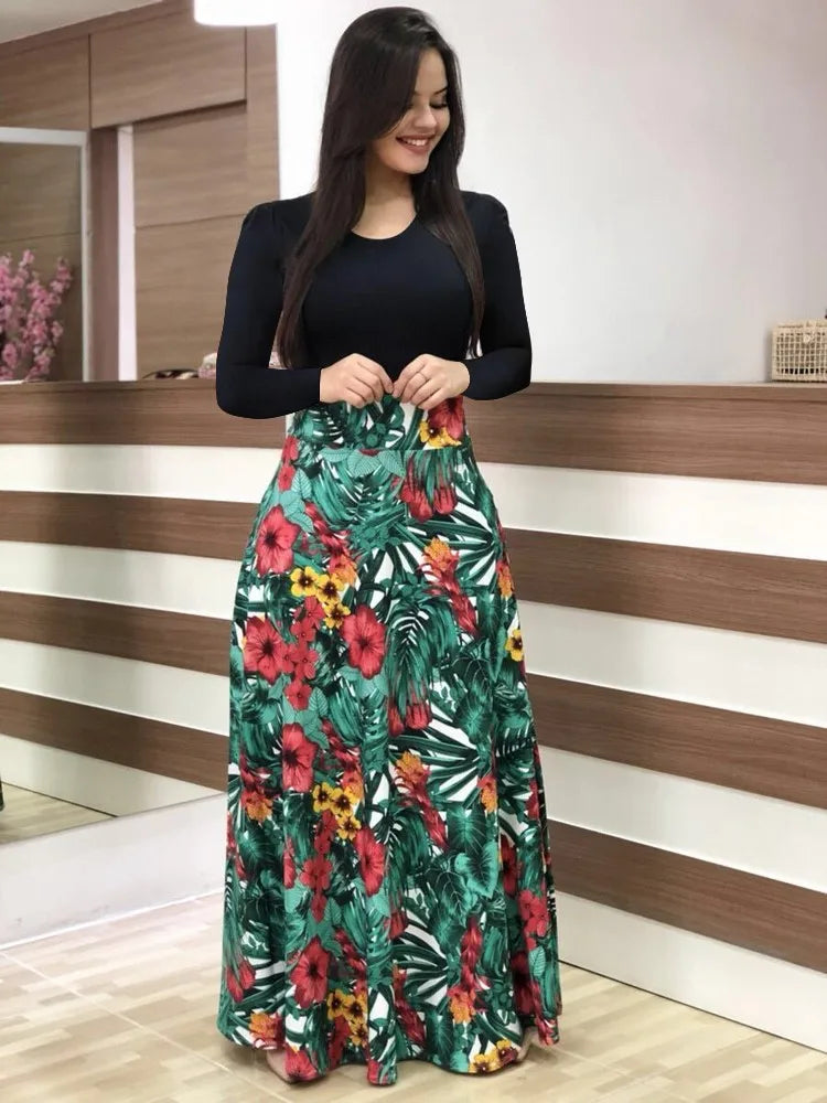 flower color matching dresses, long dresses, women's