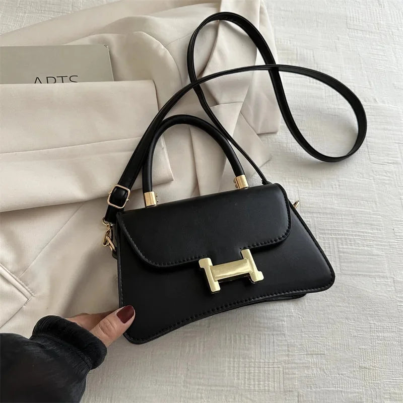 Pure Color Texture Simple Stylish Niche Handbag