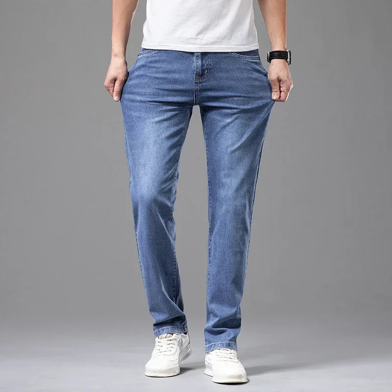 Summer Thin Men's Elastic Cotton Jeans