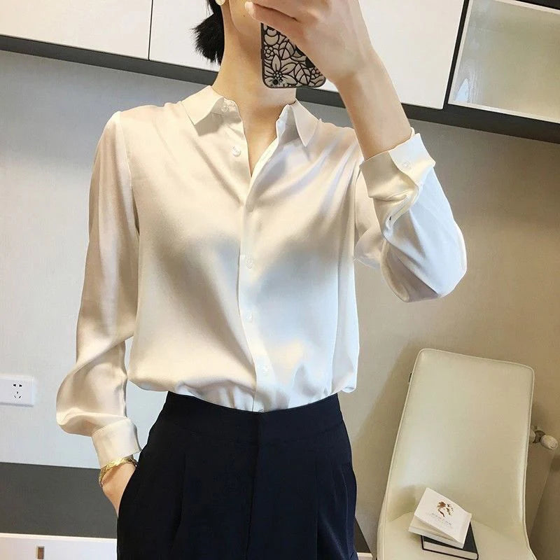All-match Satin Finish Shirts And Blouses Women