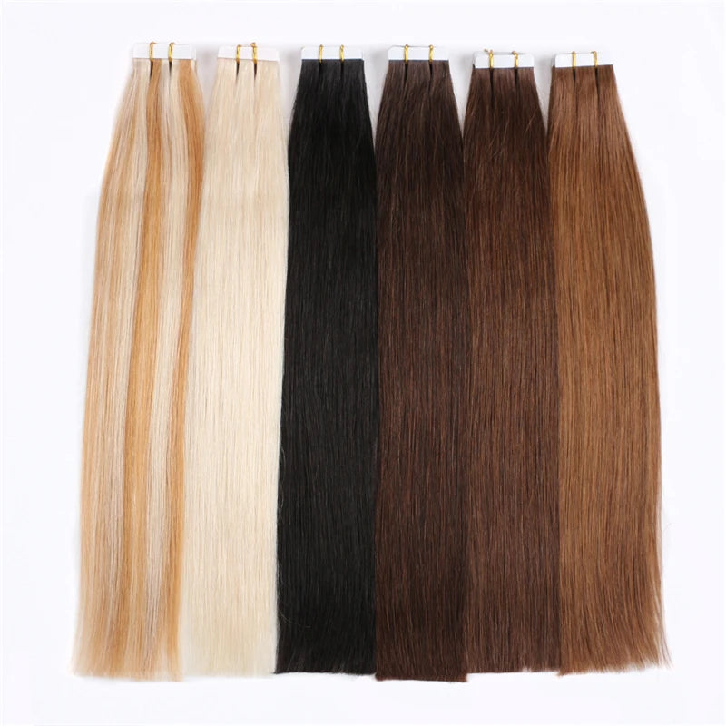 Hair Extensions Human Hair Real Natural Hair Skin Weft Straight Remy 100% Human Hair Extension