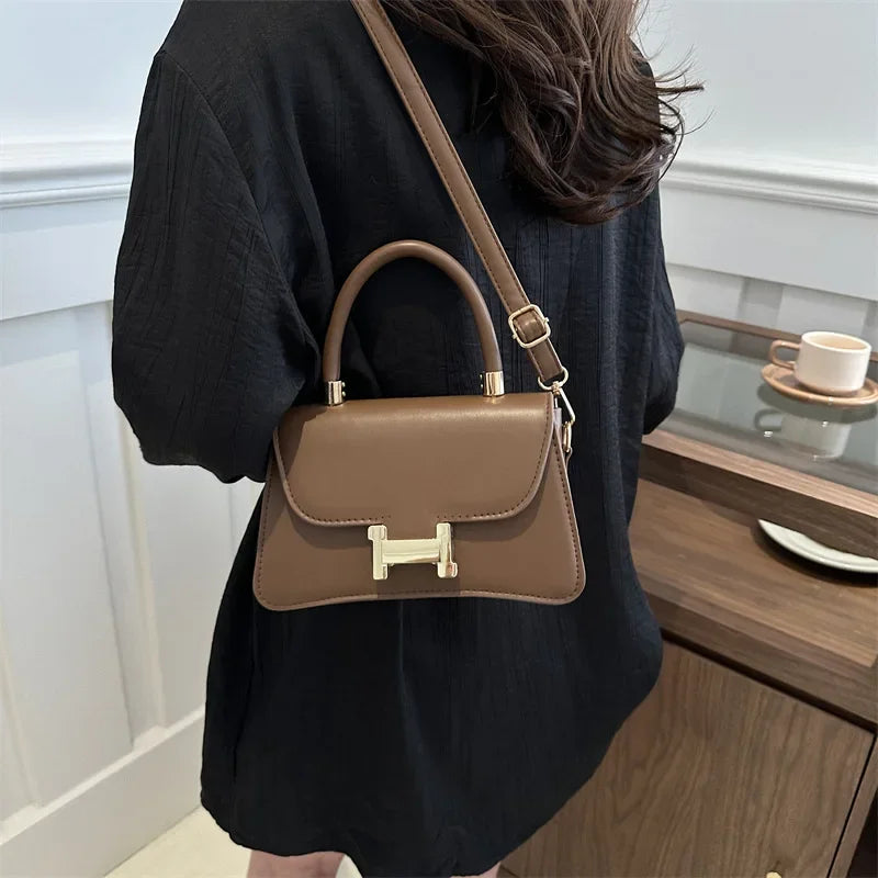 Pure Color Texture Simple Stylish Niche Handbag