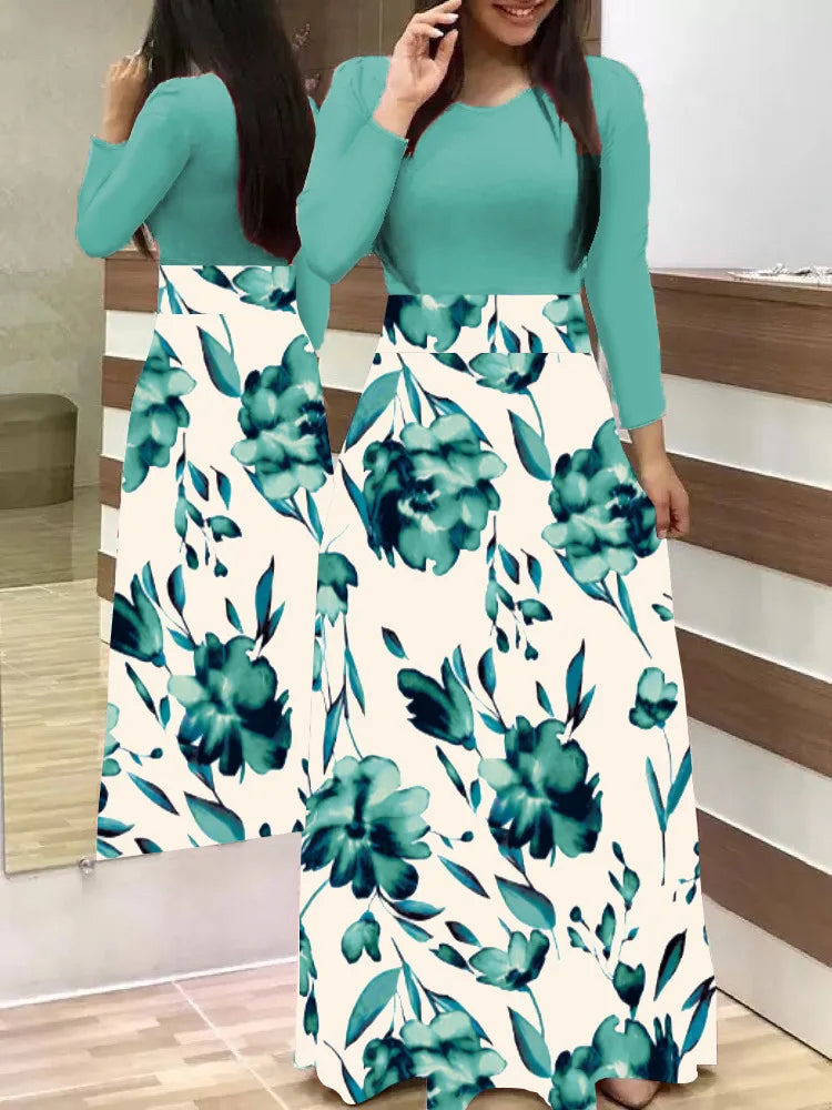 flower color matching dresses, long dresses, women's