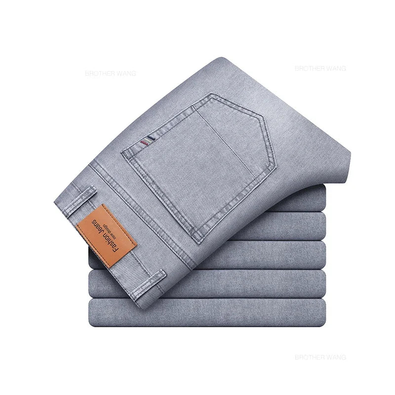 Summer Thin Men's Elastic Cotton Jeans