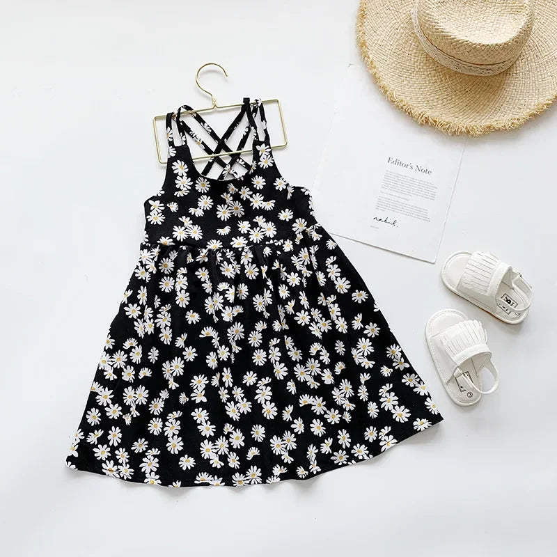 Girls Casual Dresses Little Daisy Printed Slip Sleeveless Dress