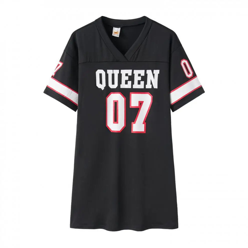 2024 New Fashion V-Neck Queen Letters Print Dress