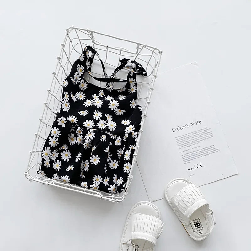 Girls Casual Dresses Little Daisy Printed Slip Sleeveless Dress