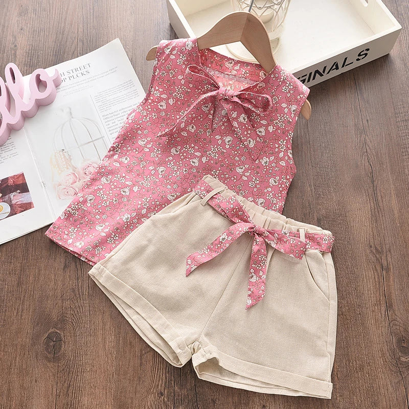 New Summer Baby Girls Clothes Children Sleeveless Vest Shorts 2Pcs/Sets
