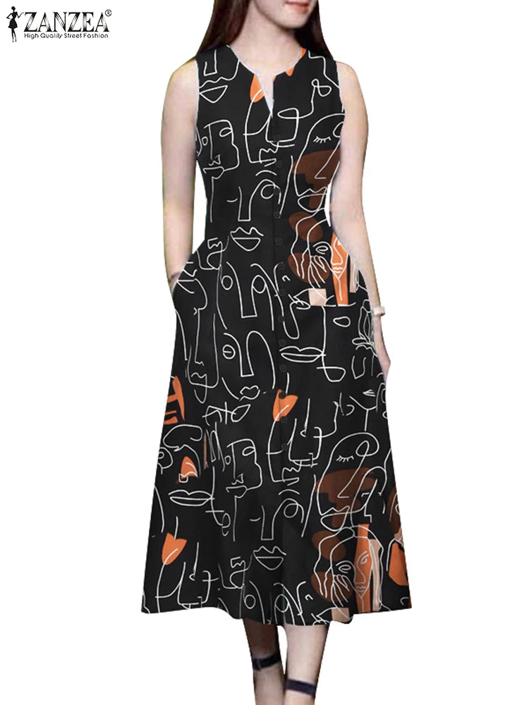 Summer Fashion Women Dress V Neck Sleeveless