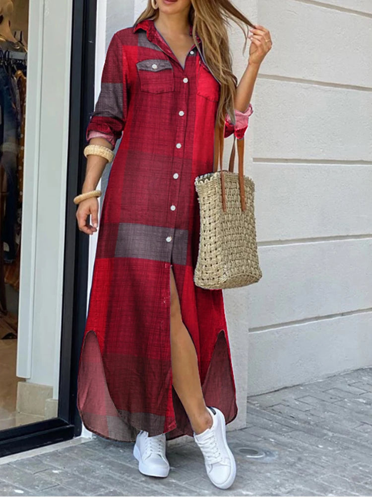 Irsha Party Vintage Leopard Robe Autumn Casual Long Sleeve