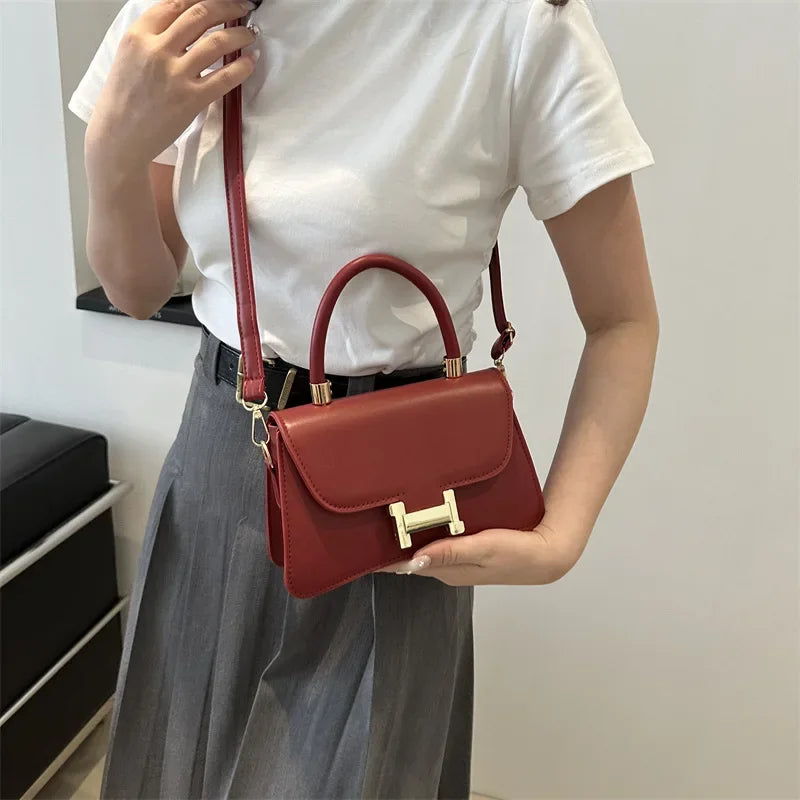 Pure Color Texture Simple Stylish Niche Handbag