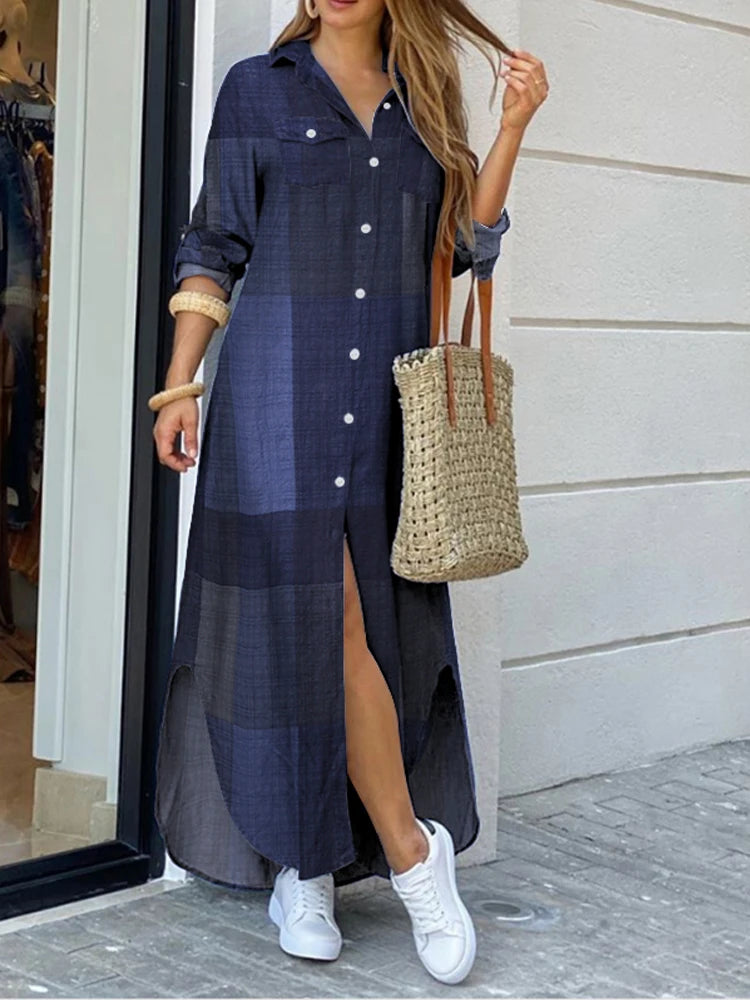 Irsha Party Vintage Leopard Robe Autumn Casual Long Sleeve
