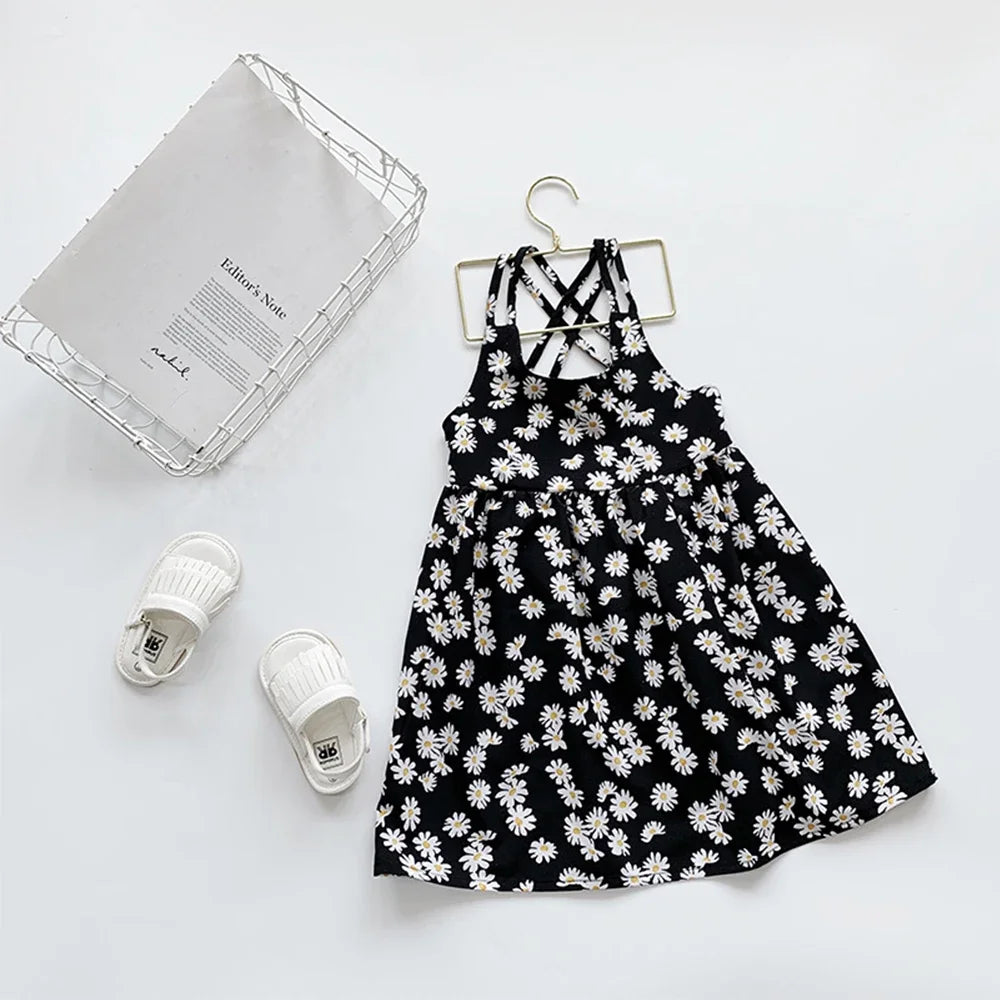 Girls Casual Dresses Little Daisy Printed Slip Sleeveless Dress