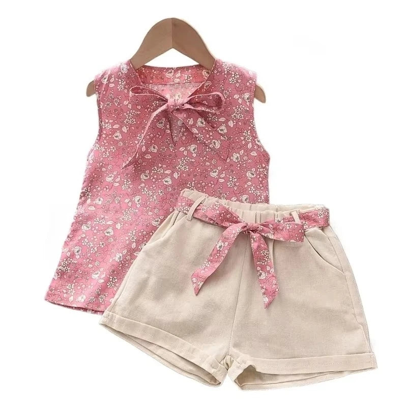 New Summer Baby Girls Clothes Children Sleeveless Vest Shorts 2Pcs/Sets