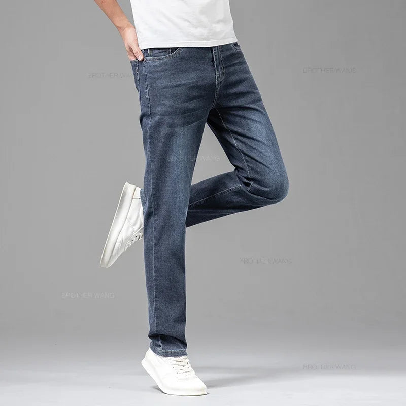 Summer Thin Men's Elastic Cotton Jeans
