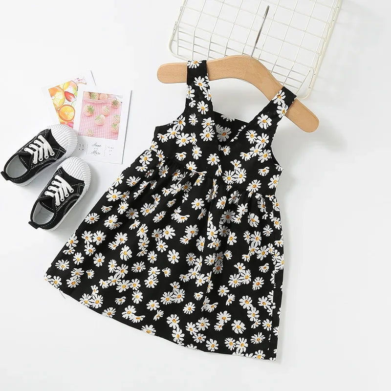 Girls Casual Dresses Little Daisy Printed Slip Sleeveless Dress