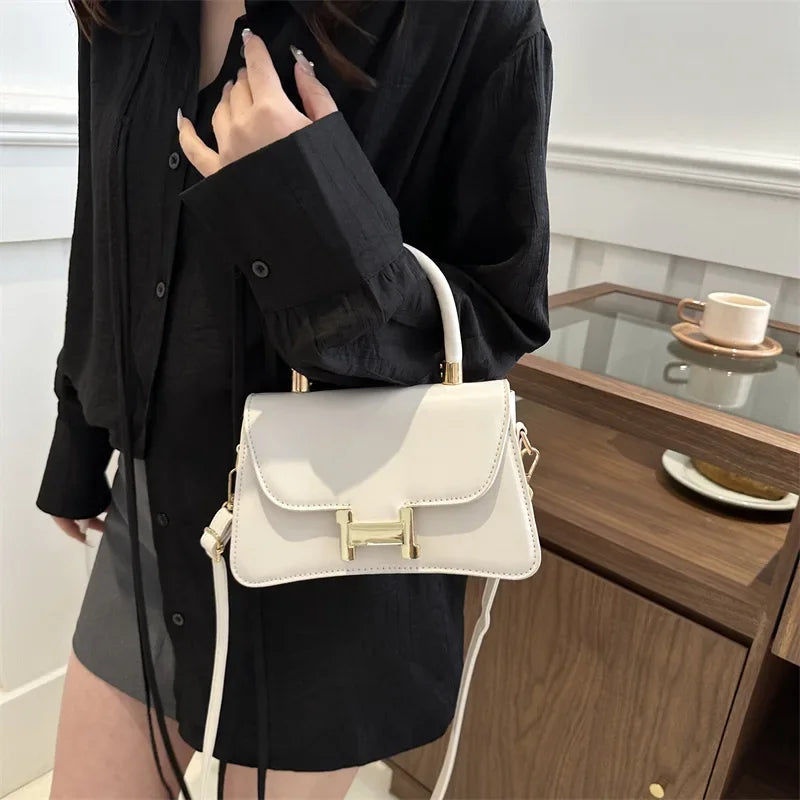 Pure Color Texture Simple Stylish Niche Handbag