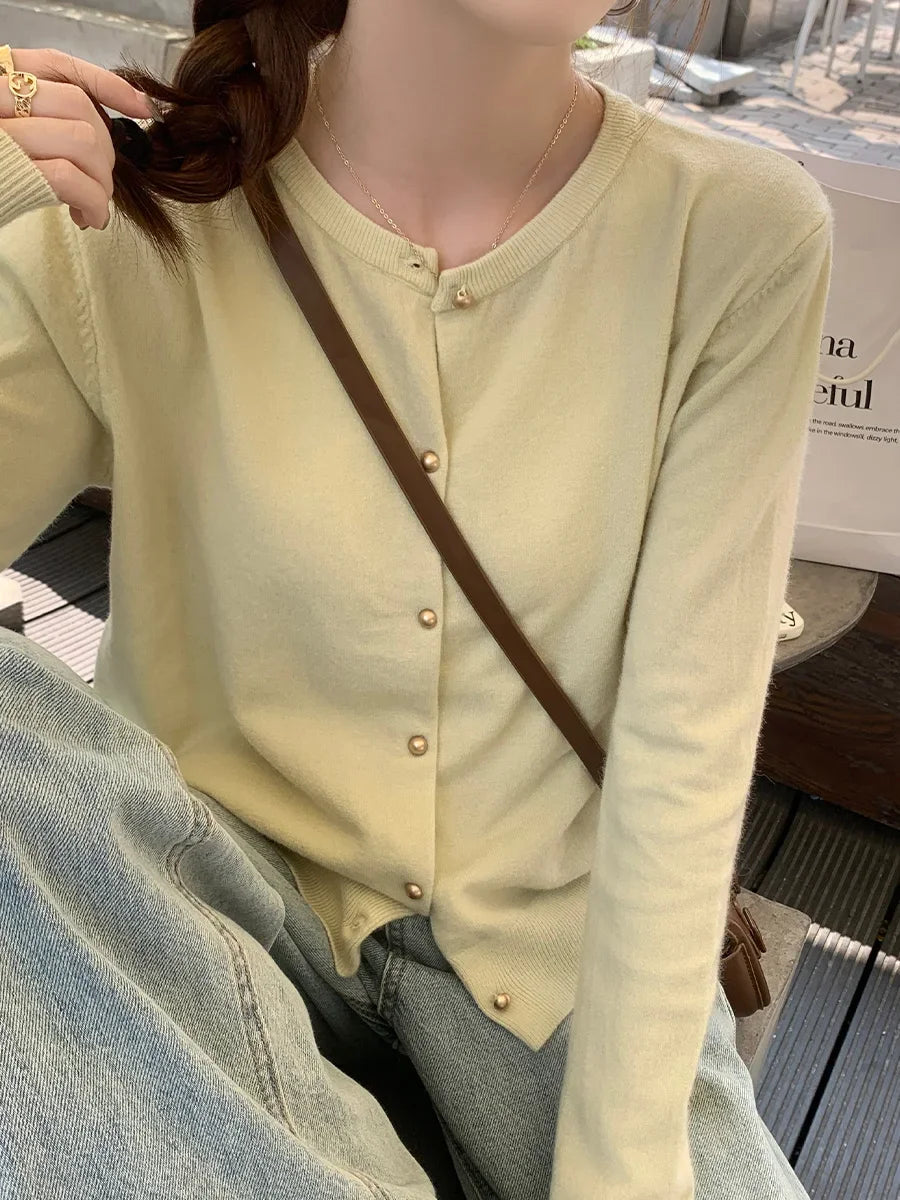 Solid Color Knitted for Women Cardigan Korean