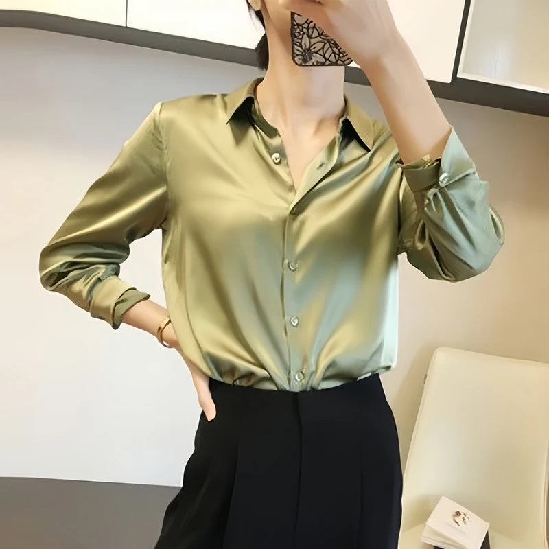 All-match Satin Finish Shirts And Blouses Women