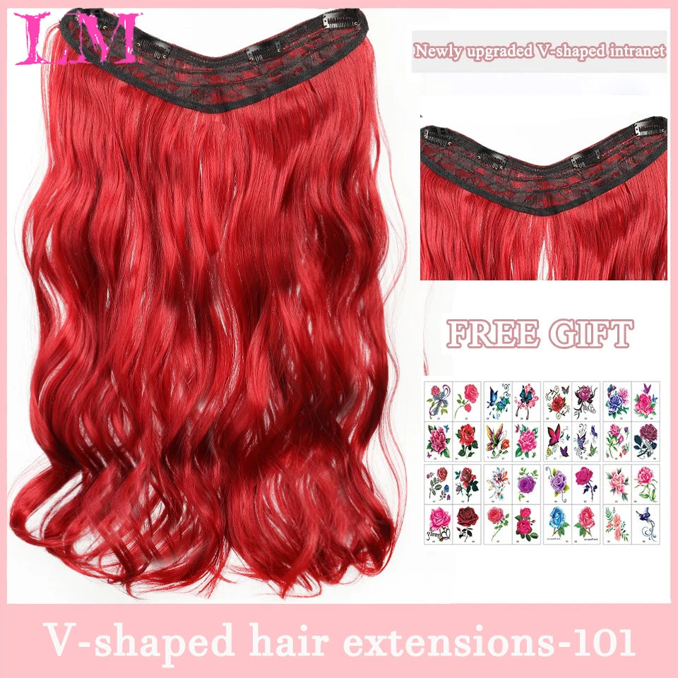 Synthetic Long Wave V-shaped Hair Extension Half Wig