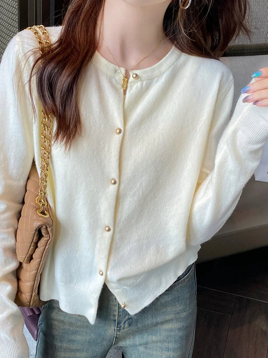 Solid Color Knitted for Women Cardigan Korean