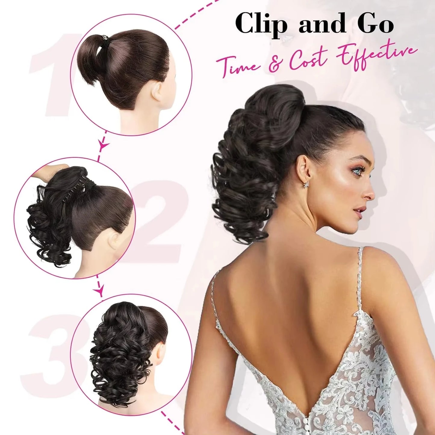 Curly Ponytails Hair Clip In Wavy Ponytails Short