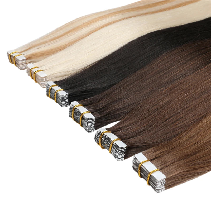 Hair Extensions Human Hair Real Natural Hair Skin Weft Straight Remy 100% Human Hair Extension