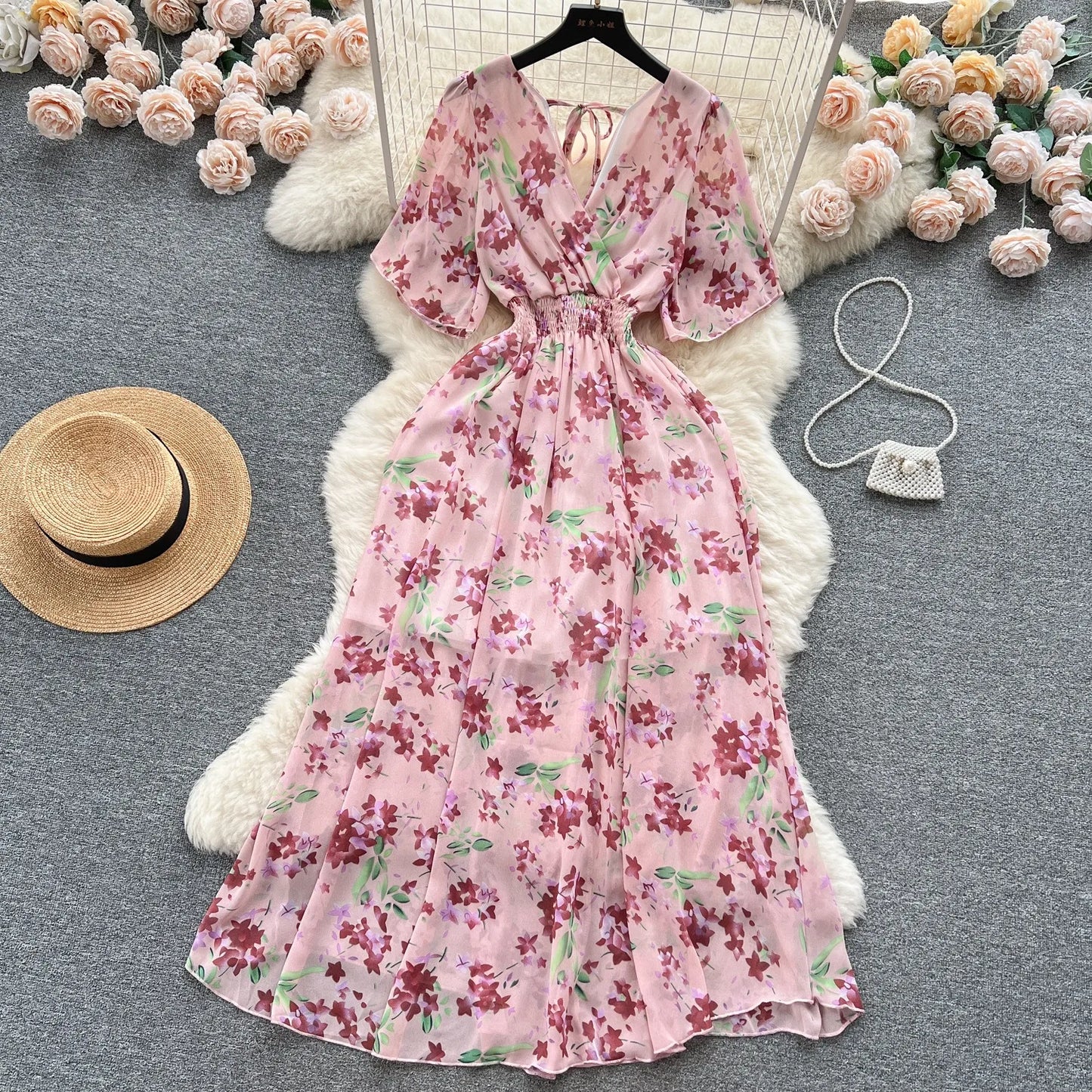 Women Chiffon Floral Long Dress