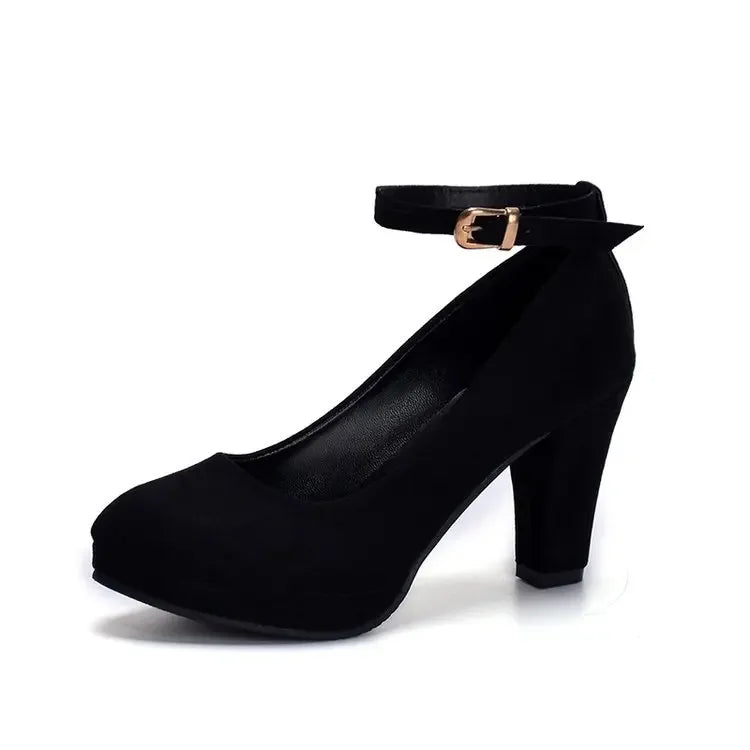 Spring Women Pumps Flock Sweet Thick High Heels