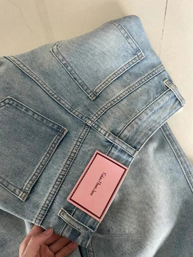 Women Wide Leg Baggy Jeans Lady Vintage