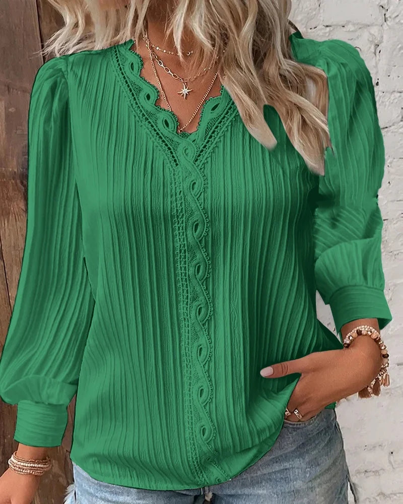 Women Shirt Chic Blouse V Neck