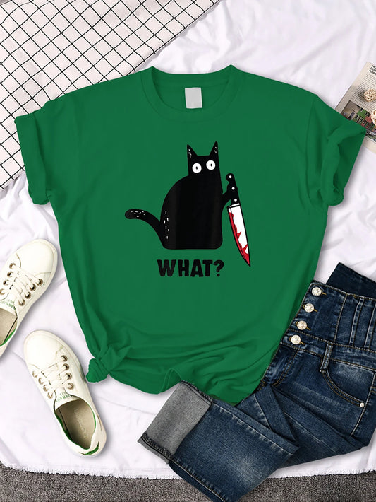 Funny Cat Printing Tshirts Women Street Hip Hop Clothes