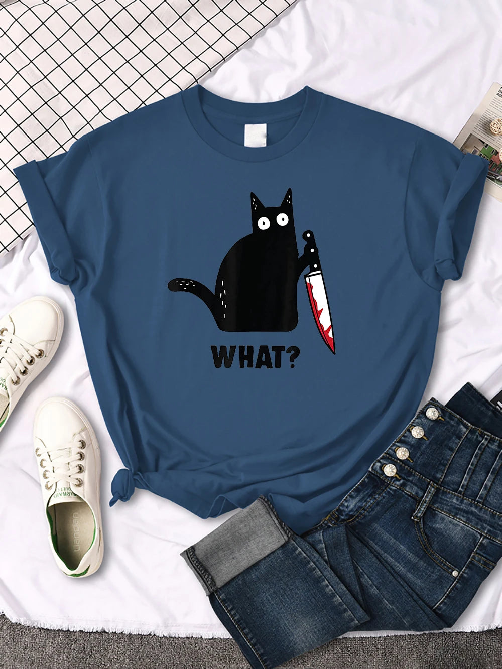 Funny Cat Printing Tshirts Women Street Hip Hop Clothes