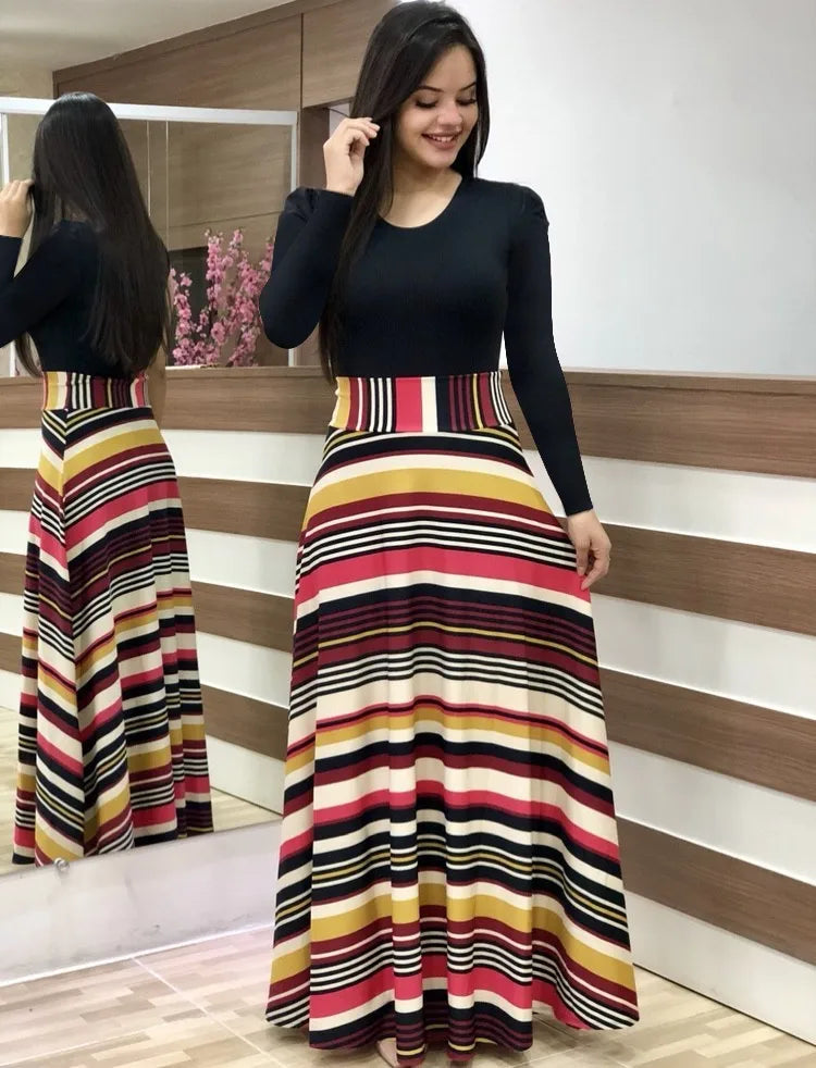 flower color matching dresses, long dresses, women's