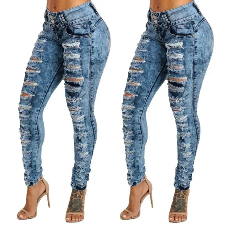 Jeans Ankle Length Women Pencil Denim Hole Pants