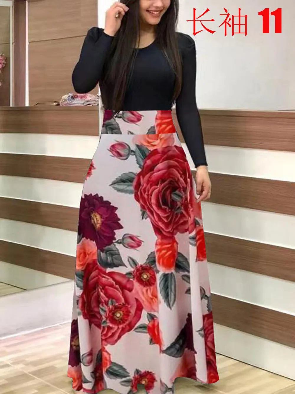 flower color matching dresses, long dresses, women's