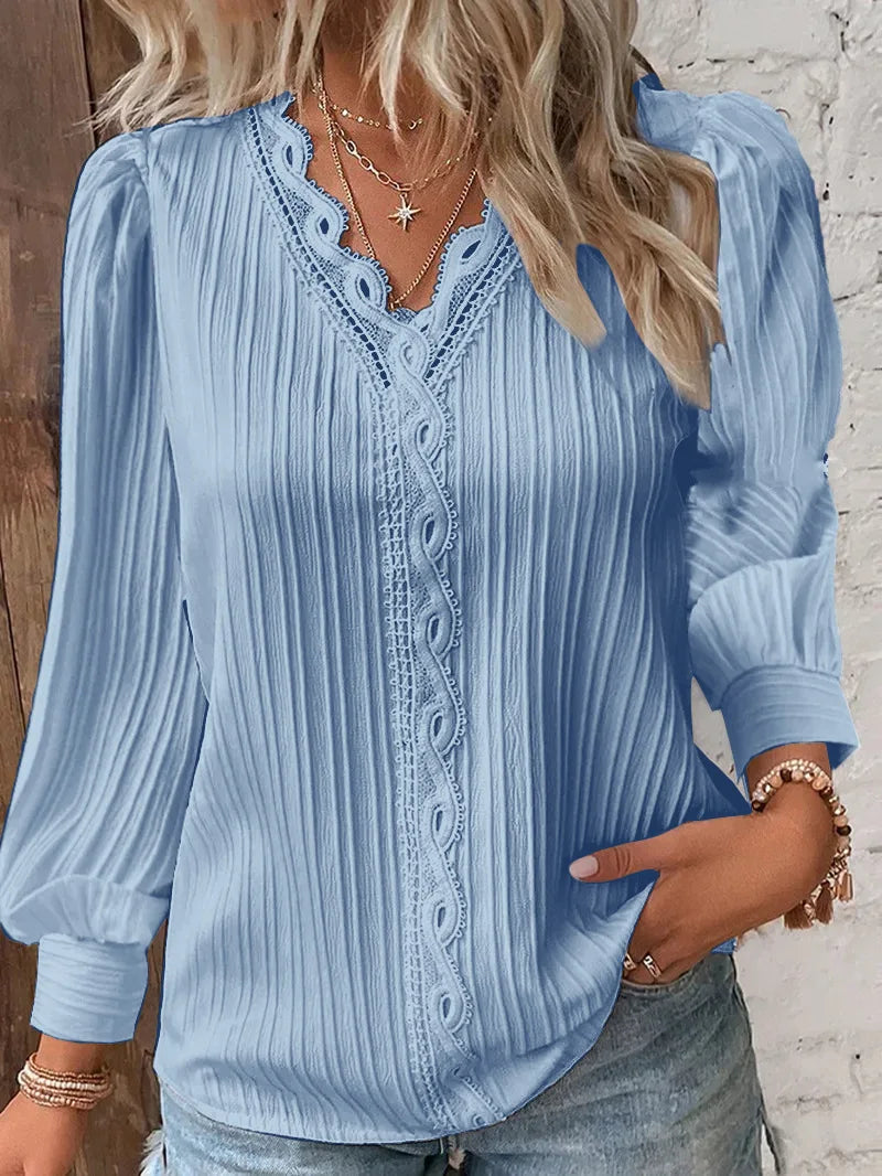 Women Shirt Chic Blouse V Neck