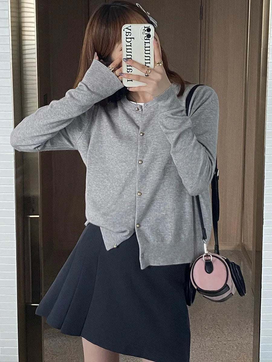 Solid Color Knitted for Women Cardigan Korean