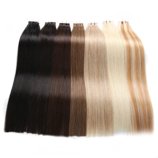 Hair Extensions Human Hair Real Natural Hair Skin Weft Straight Remy 100% Human Hair Extension