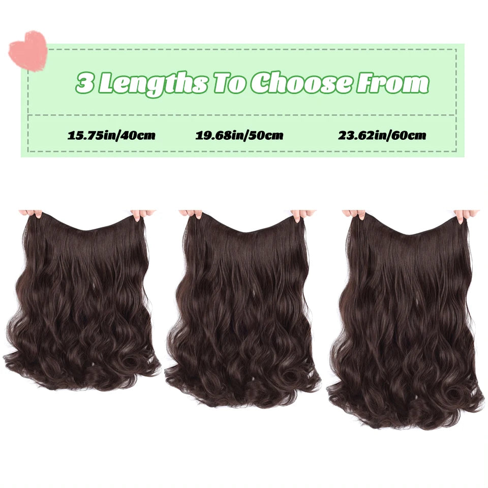 Synthetic Long Wave V-shaped Hair Extension Half Wig
