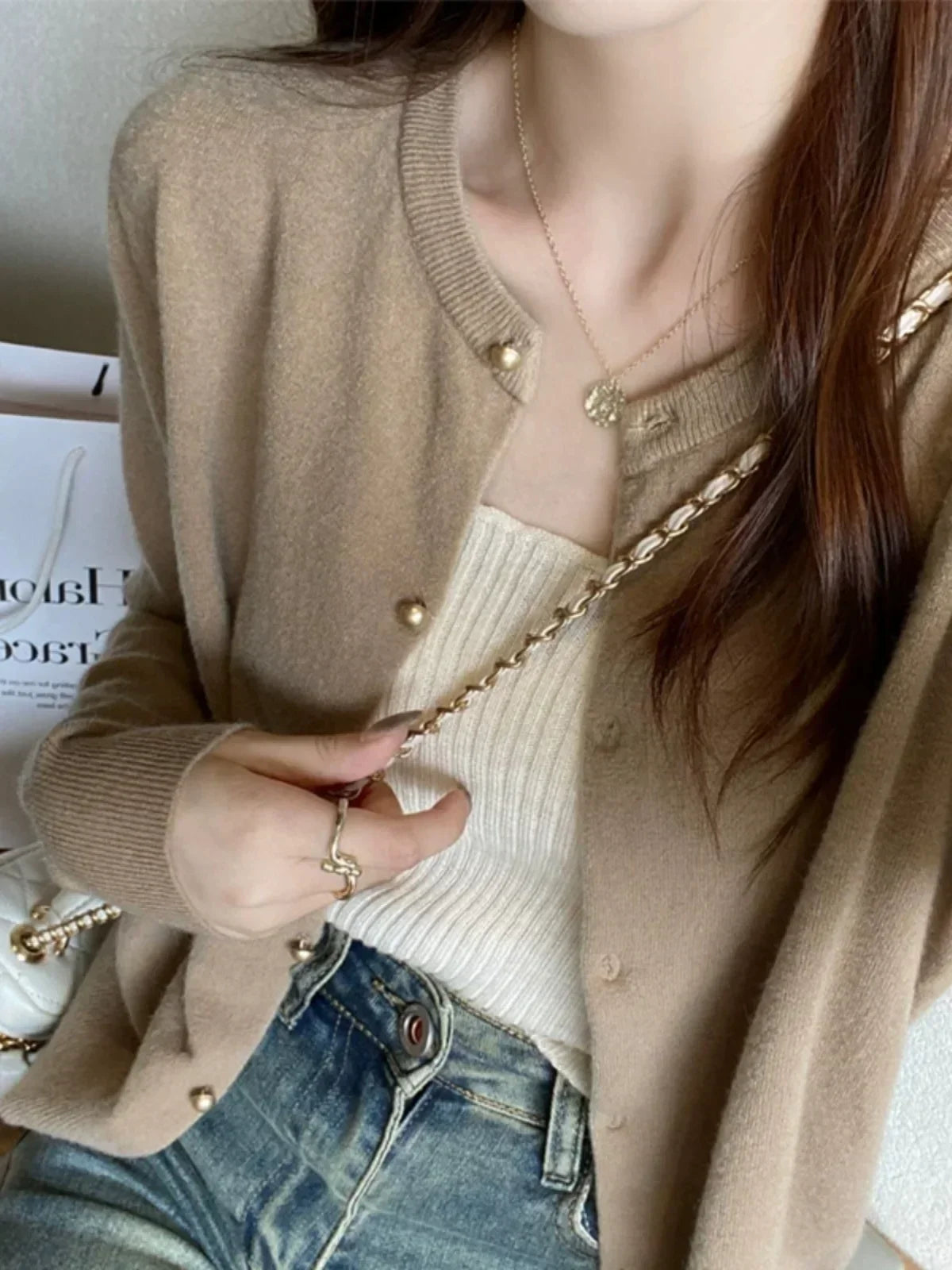 Solid Color Knitted for Women Cardigan Korean