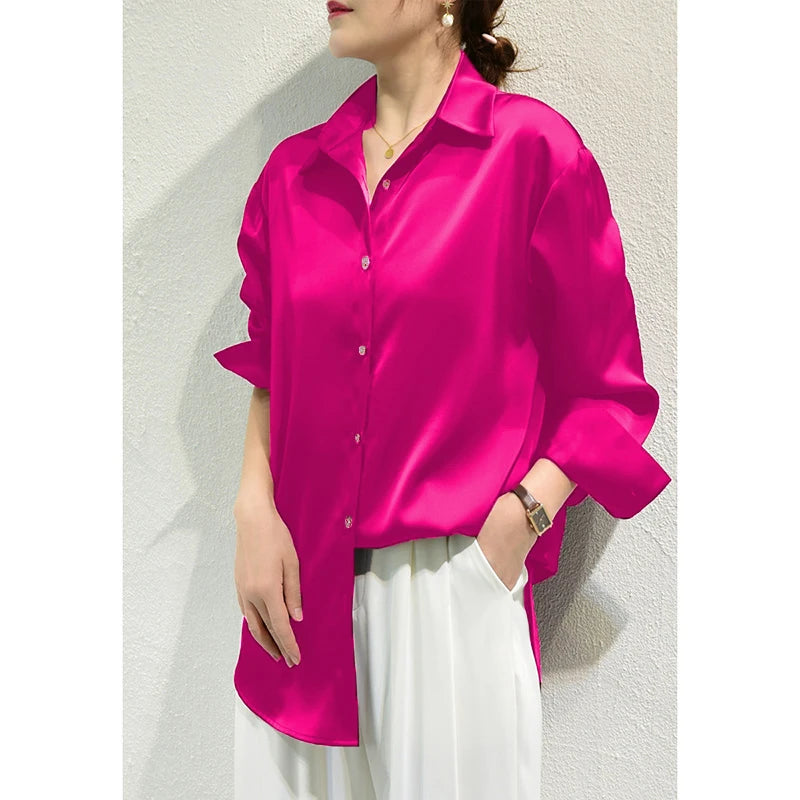 All-match Satin Finish Shirts And Blouses Women