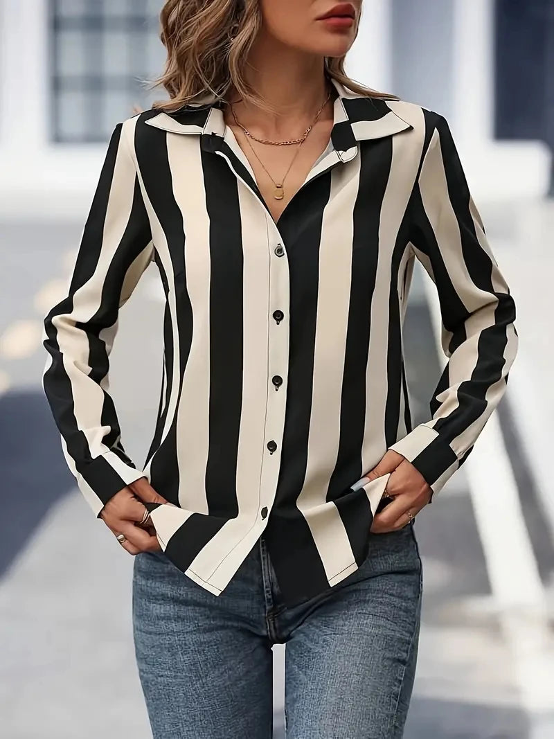 2025 Spring Summer Women's Elegance Striped Print Shirt