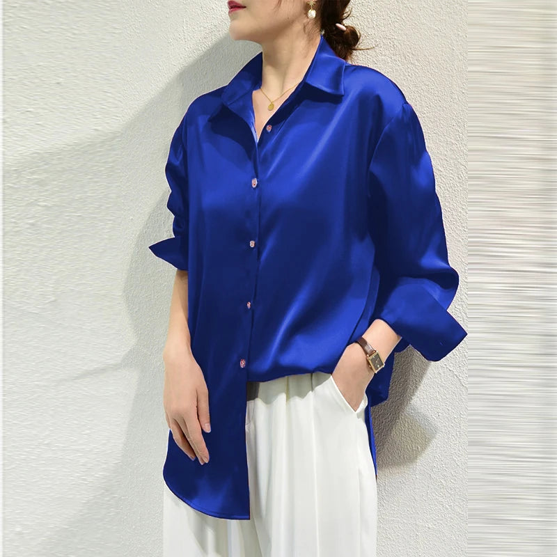 All-match Satin Finish Shirts And Blouses Women