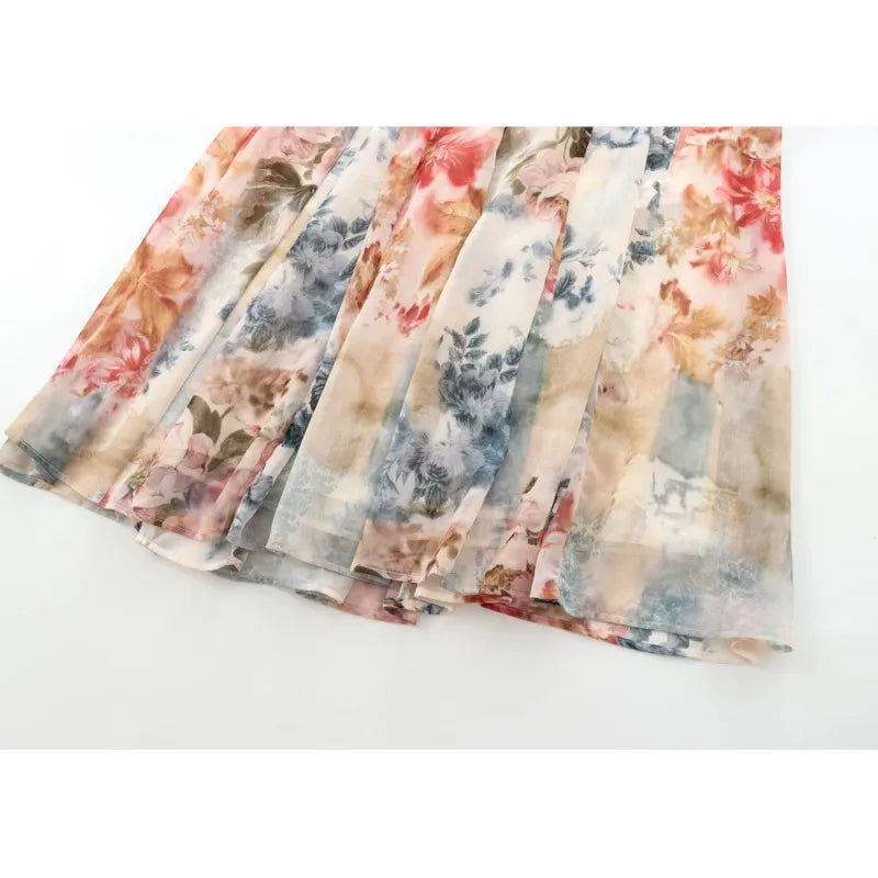 Print Long Dress With Belt For Women Autumn Fashionable Long Sleeved Loose Casual Elasticated Waist Female