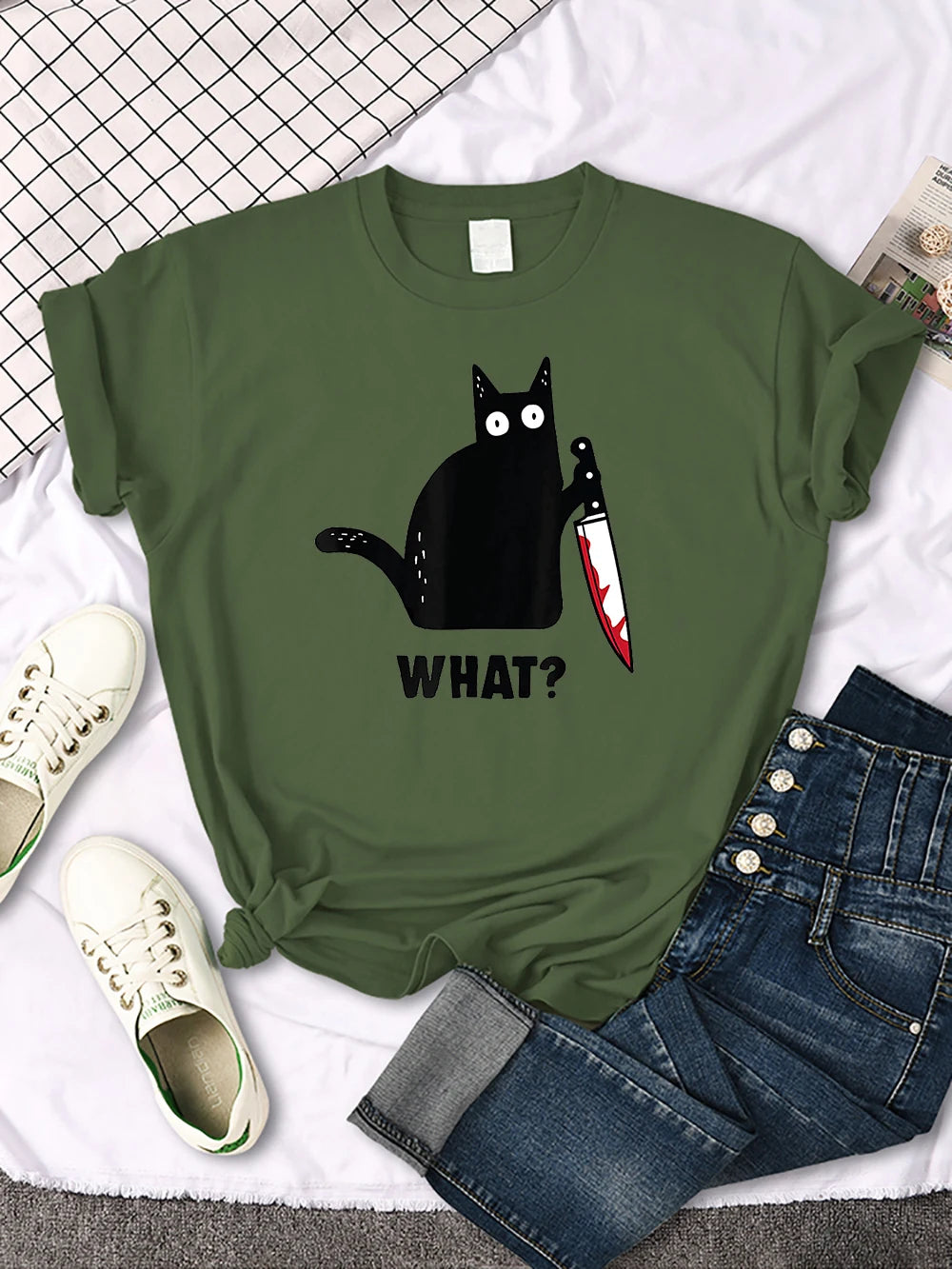 Funny Cat Printing Tshirts Women Street Hip Hop Clothes