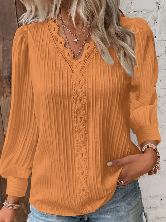 Women Shirt Chic Blouse V Neck