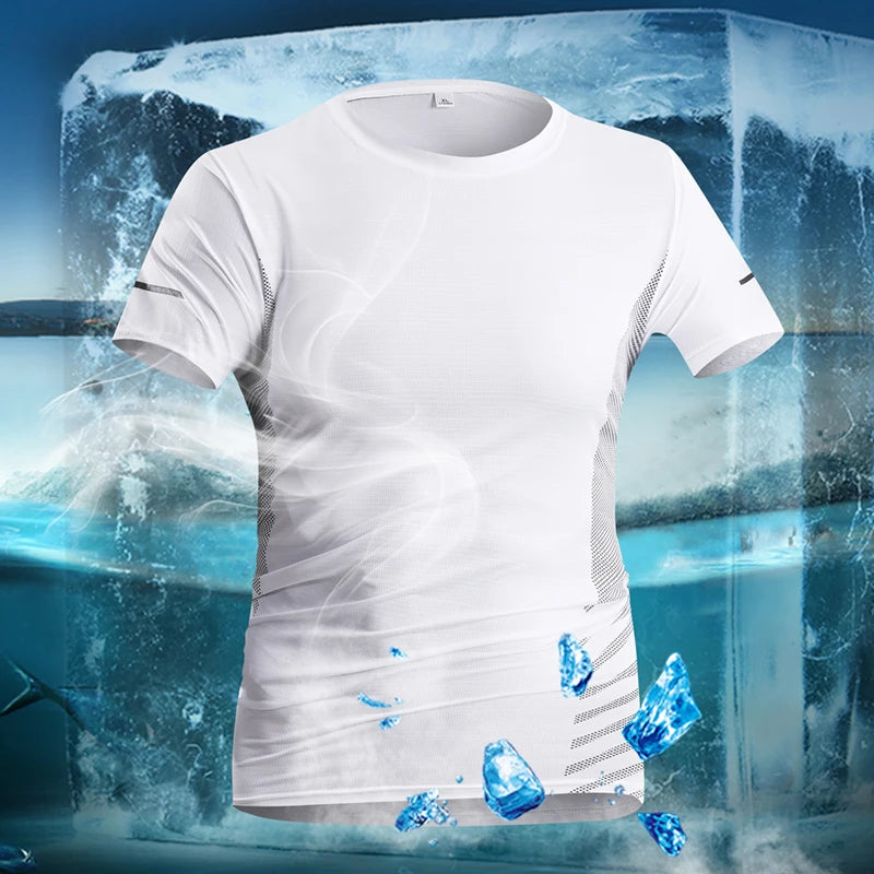 T-shirt Men Summer Ice Silk Thin Top
